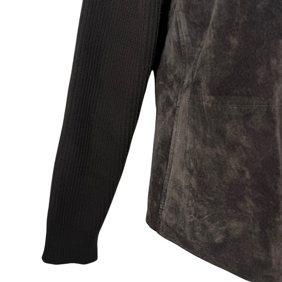 FABIO brown genuine leather with sweater sleeves jacket sz Medium vintage Y2K - Picture 8 of 17